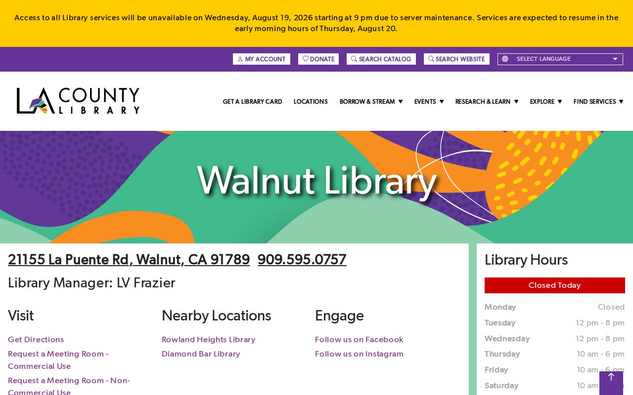 Walnut city directory view of the Walnut Library local history repository