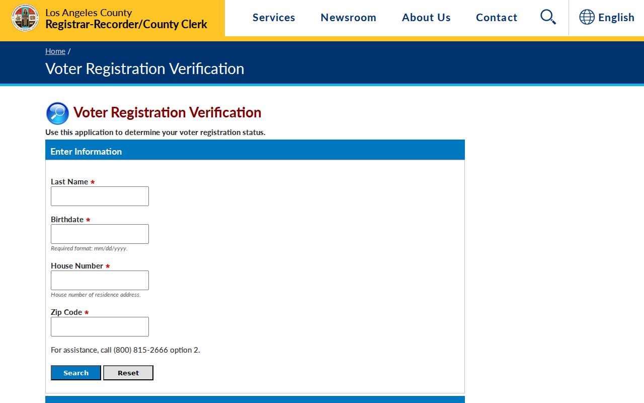 Walnut residents directory view of Los Angeles County voter status self-verification