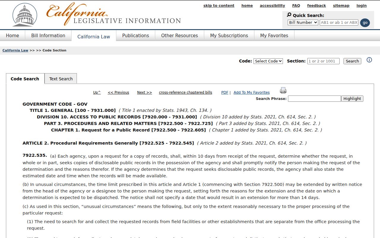 Walnut neighbors lookup view of California public records response timing