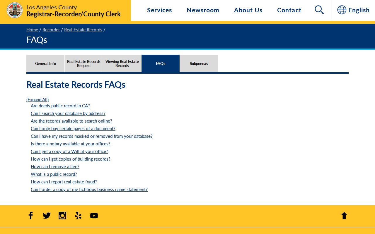 Walnut previous residents view of Los Angeles County recorder search limitations